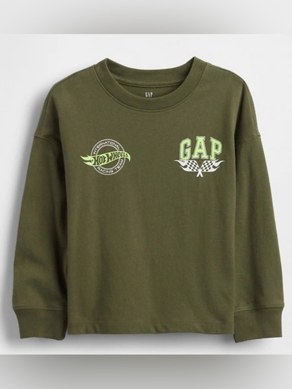 GAP x Hot Wheels Long Sleeve Shirt 18-24M Toddler Green Racing Tee NWT